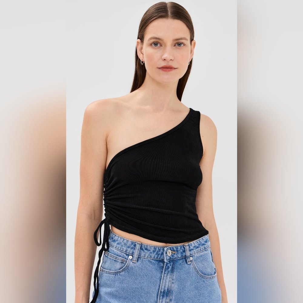 ABRAND Diva One Shoulder Top Quantity:3 Size:XL Color:Black